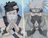 Kakashi copying Zabuza's Water Dragon jutsu with the Sharingan (Image via Pierrot Studios)